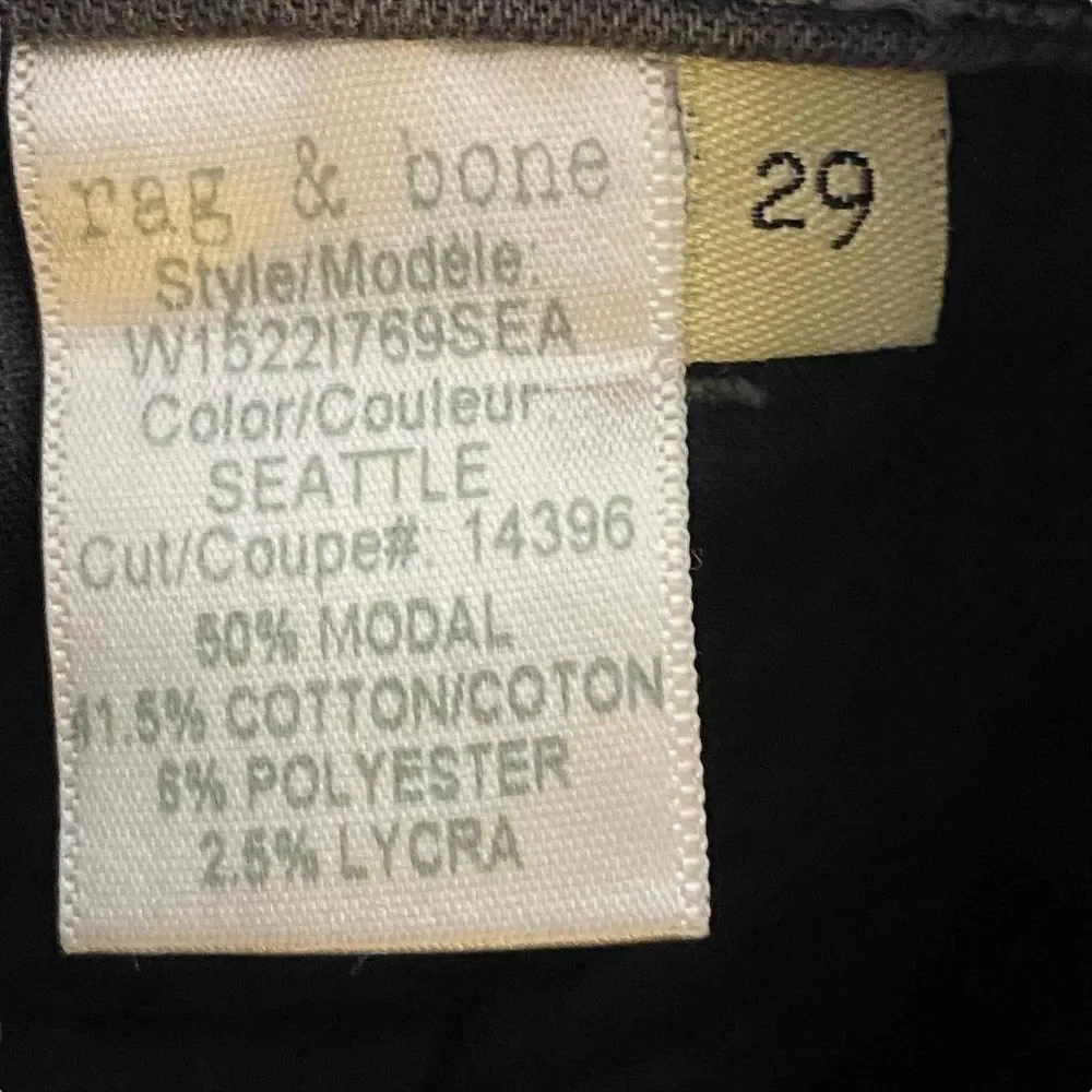 Rag & Bone Womens Gray Moto‎ Skinny Jeans with Zippered Legs & Pockets Size 29